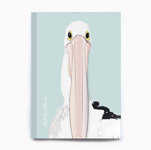 recycled,  sustainable paper, Perfect Bound, Pelican,  A5 Journals, A5 Lined Journal  Australian made stationery, Australian animals, recycled,  sustainable paper, gift, A5,  journal, Pelican, world animals
